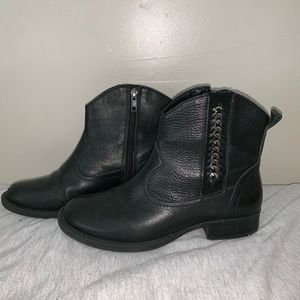 black leather boots